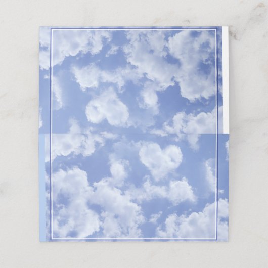 Heart Cloud Sky Cute Modern Blue Custom Wedding Plaatskaartje (Buitenkant ongevouwen)