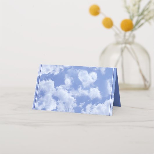 Heart Cloud Sky Cute Modern Blue Custom Wedding Plaatskaartje (Achterkant)