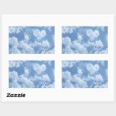 Heart Cloud Sky Cute Modern Blue Custom Wedding Rechthoekige Sticker (Vel)
