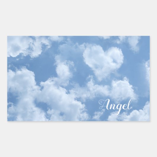 Heart Cloud Sky Cute Modern Blue Custom Wedding Rechthoekige Sticker (Voorkant)