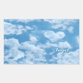Heart Cloud Sky Cute Modern Blue Custom Wedding Rechthoekige Sticker