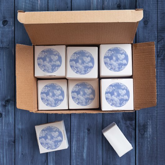 Heart Cloud Sky Cute Modern Blue Custom Wedding Ronde Sticker