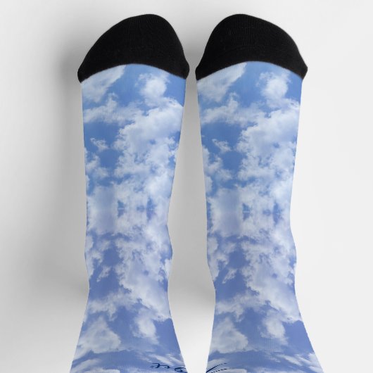 Heart Cloud Sky Cute Modern Blue Custom Wedding Sokken (Top)