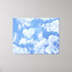 Heart Cloud Sky Cute Modern Lovely Light Blue Girl Canvas Afdruk