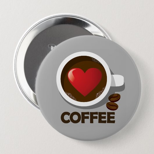 Heart Coffee Cup Ronde Button 4,0 Cm (Voorkant /achterkant)
