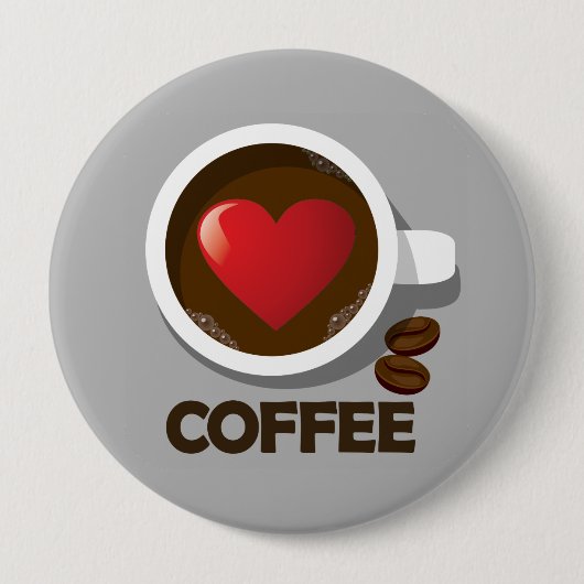Heart Coffee Cup Ronde Button 4,0 Cm (Voorkant)