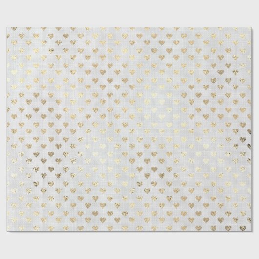 Heart Confetti Foxier Gold Foxier White Grey Linen Cadeaupapier (Vlak)