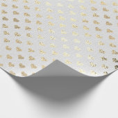 Heart Confetti Foxier Gold Foxier White Grey Linen Cadeaupapier (Hoek)