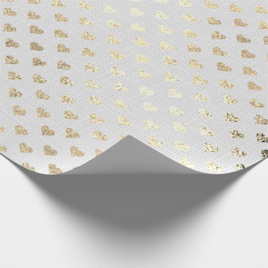 Heart Confetti Foxier Gold Foxier White Grey Linen Cadeaupapier (Hoek)