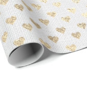 Heart Confetti Foxier Gold Foxier White Grey Linen Cadeaupapier (Rol Hoek)