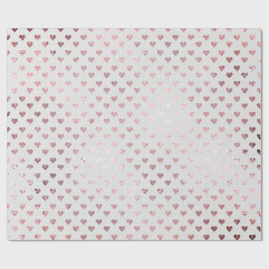 Heart Confetti Gold Foxier White roze Rose Linen Cadeaupapier (Vlak)