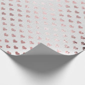 Heart Confetti Gold Foxier White roze Rose Linen Cadeaupapier (Hoek)