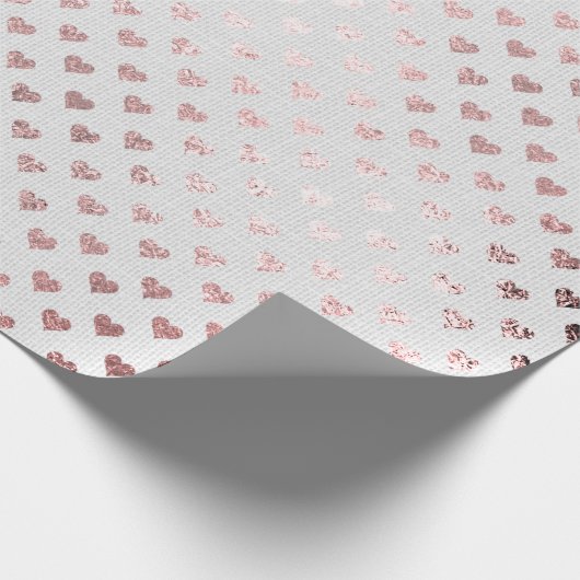 Heart Confetti Gold Foxier White roze Rose Linen Cadeaupapier (Hoek)