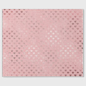 Heart Confetti Metallic Roze Rose Gold Linen Cadeaupapier (Vlak)