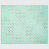 Heart Confetti Metallic Tiffany Aqua Gold Linen Cadeaupapier (Vlak)