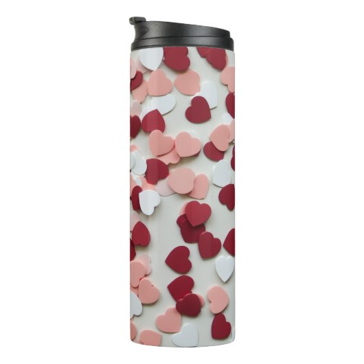 Heart Confetti Pattern – Cute Romantic Celebration Thermosbeker (Geroteerd rechts)