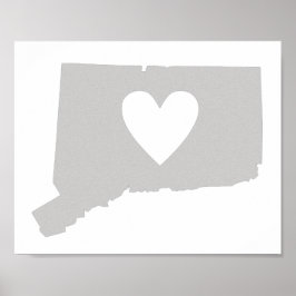 Heart Connecticut staatssilhouet Poster