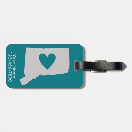 Heart Connecticut State Custom Bagagelabel (Achterkant horizontaal)
