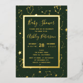 Heart constellation sterren green baby shower folie uitnodiging (Voorkant)