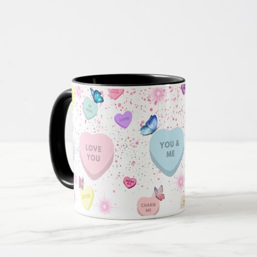 Heart Conversation Koffie Mok met Vlinders (Voorkant links)