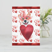 Heart Corgi Hondenliefhebber Valentijn Gift Feestdagenkaart (Staand voorkant)