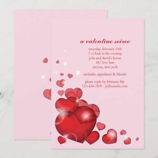 Heart Corner Valentijnsdag Uitnodiging (Voorkant / Achterkant)