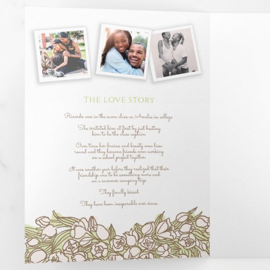 Heart crème tlips inkt verhaal toewijding bruiloft drieluik programma (Binnenzijde eerst)