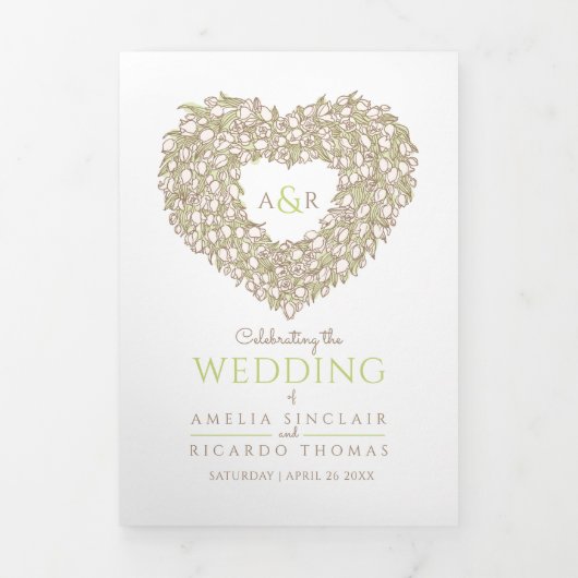 Heart crème tlips inkt verhaal toewijding bruiloft drieluik programma (Cover)