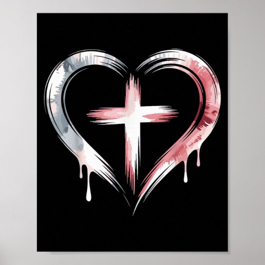 Heart Cross Christian Faith Love  Poster (Voorkant)