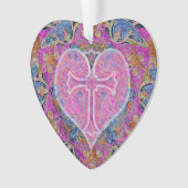Heart Cross Mandala door Amelia Carrie Ornament (voorkant)
