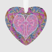 Heart Cross Mandala door Amelia Carrie Ornament (voorkant)