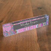 Heart Cross Pattern in Roze Naambordje (Zijkant)
