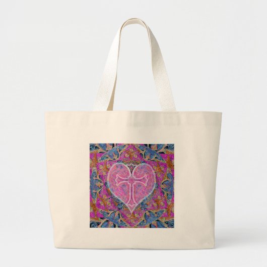 Heart, Cross, Pattern van Amelia Carrie Grote Tote Bag (Voorkant)