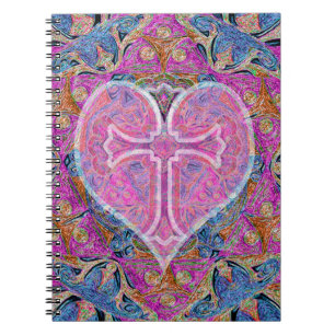 Heart, Cross, Pattern van Amelia Carrie Notitieboek