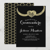 Heart Crown Quinceañera Sweet 16 Gold Foil Kaart (Voorkant / Achterkant)