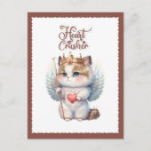Heart Crusher Cute Chibi Angel Wing Cat Valentijn Feestdagenkaart (Voorkant)