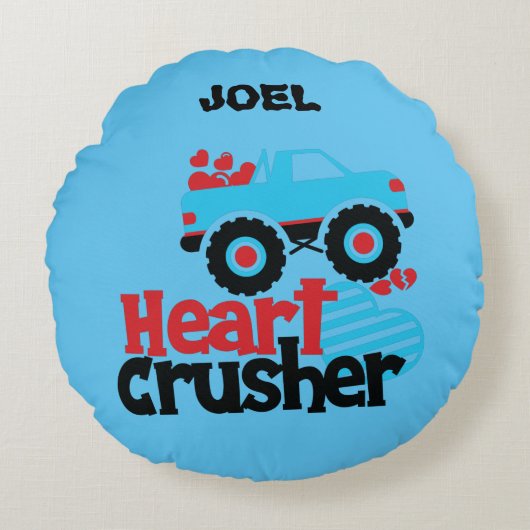HEART CRUSHER TRUCK PERSONALISEERD SIERKUSSEN! ROU ROND KUSSEN (Voorkant)