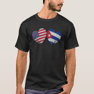Heart Cuban American Flag Patriotic Family Heritag T-shirt