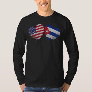 Heart Cuban American Flag Patriotic Family Heritag T-shirt