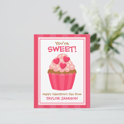 Heart Cupcake Gepersonaliseerde Kaarten van Valent (Staand voorkant)