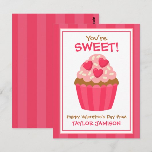 Heart Cupcake Gepersonaliseerde Kaarten van Valent (Voorkant / Achterkant)