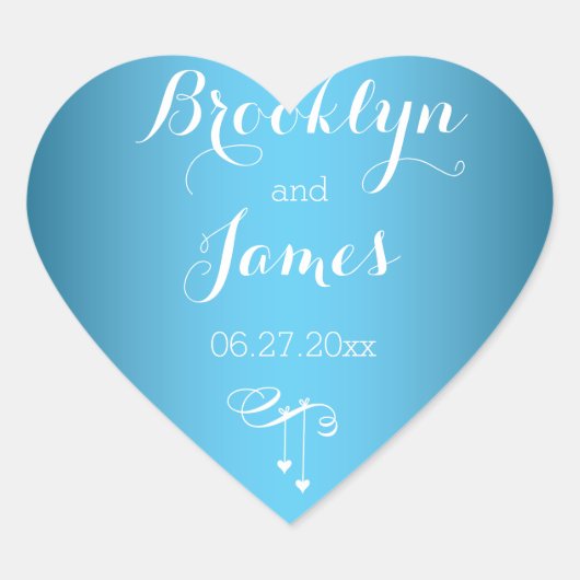 Heart Custom Blue Weddenkers met harten Hart Sticker (Voorkant)