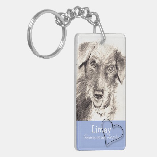 Heart Custom Pet Memorial Sleutelhanger met gedich (Voorkant Links)