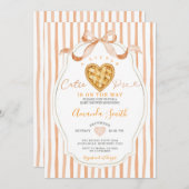 Heart Cutie Pie Stripes Bow Baby Shower Kaart (Voorkant / Achterkant)