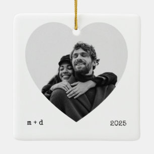 Heart Cutout Foto Ornament – Minimal B&W
