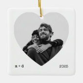 Heart Cutout Foto Ornament – Minimal B&W (Voorkant)