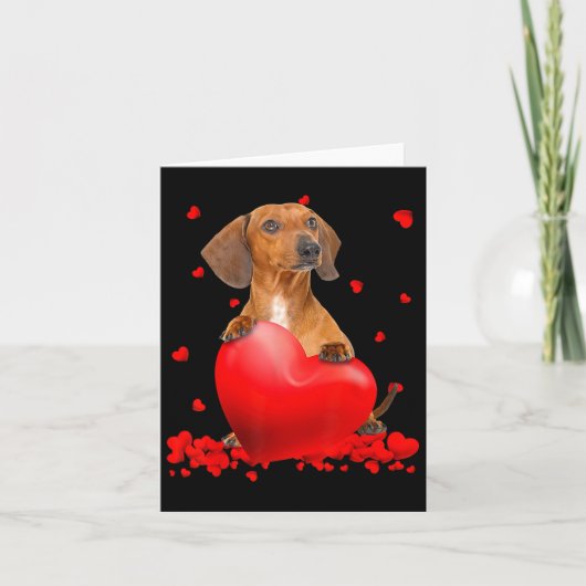 Heart Dachshund Hondenliefhebber Kerstmis Valentij Kaart (Voorkant)