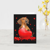 Heart Dachshund Hondenliefhebber Kerstmis Valentij Kaart (Gele Bloem)