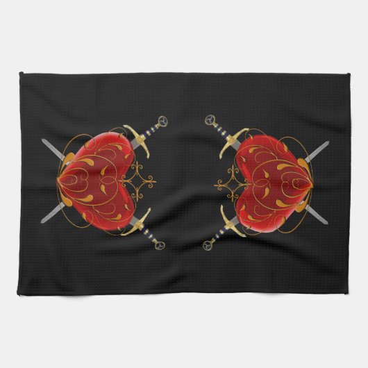 Heart & Daggers Kitchen Towel Theedoek (Horizontaal)
