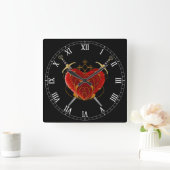 Heart & Daggers Square Roman Numerals Clock Vierkante Klok (Huis)